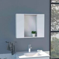 5.40 In. W X 23.60 In. D X 19.50 In. H Bathroom Storage Wall Cabinet In White -Tahanbath white tahanbath bathroom wall cabinets z b07091821 4f 1000