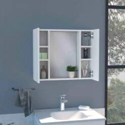 5.40 In. W X 23.60 In. D X 19.50 In. H Bathroom Storage Wall Cabinet In White -Tahanbath white tahanbath bathroom wall cabinets z b07091821 fa 1000