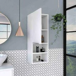 11.81 In. W X 10.04 In. D X 32.17 In. H Bathroom Storage Wall Cabinet In White -Tahanbath white tahanbath bathroom wall cabinets z b092122814 1f 1000