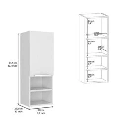 11.81 In. W X 10.04 In. D X 32.17 In. H Bathroom Storage Wall Cabinet In White -Tahanbath white tahanbath bathroom wall cabinets z b092122814 4f 1000