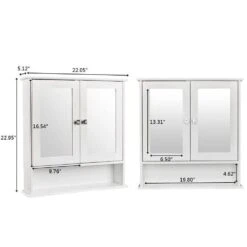 5.10in. W X 22.00 In. D X 22.80 In. H Bathroom Storage Wall Cabinet With Magnetic Lock In White -Tahanbath white tahanbath bathroom wall cabinets z b200133246 44 1000