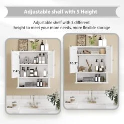 5.10in. W X 22.00 In. D X 22.80 In. H Bathroom Storage Wall Cabinet With Magnetic Lock In White -Tahanbath white tahanbath bathroom wall cabinets z b200133246 4f 1000
