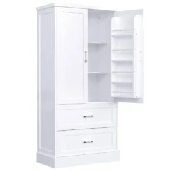 16.00 In. W X 31.30 In. D X 64.00 In. H Bathroom Storage Wall Cabinet In White -Tahanbath white tahanbath bathroom wall cabinets z n725p178675k 1f 1000