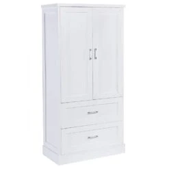16.00 In. W X 31.30 In. D X 64.00 In. H Bathroom Storage Wall Cabinet In White