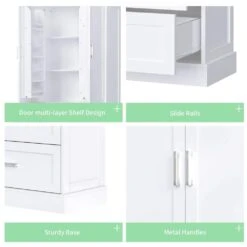16.00 In. W X 31.30 In. D X 64.00 In. H Bathroom Storage Wall Cabinet In White -Tahanbath white tahanbath bathroom wall cabinets z n725p178675k 76 1000
