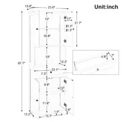 13.80 In. W X 23.60 In. D X 67.70 In. H Bathroom Storage Wall Cabinet In White -Tahanbath white tahanbath bathroom wall cabinets z n725p188459k 31 1000