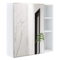 5.00 In. W X 21.70 In. D X 22.00 In. H Bathroom Storage Wall Cabinet A Separate Wall Mounted Bathroom Mirror In White -Tahanbath white tahanbath bathroom wall cabinets z w1347p183703 1f 1000