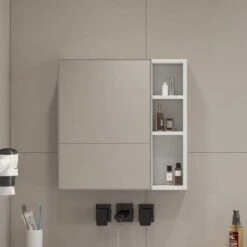 5.00 In. W X 21.70 In. D X 22.00 In. H Bathroom Storage Wall Cabinet A Separate Wall Mounted Bathroom Mirror In White -Tahanbath white tahanbath bathroom wall cabinets z w1347p183703 31 1000