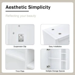 5.00 In. W X 21.70 In. D X 22.00 In. H Bathroom Storage Wall Cabinet A Separate Wall Mounted Bathroom Mirror In White -Tahanbath white tahanbath bathroom wall cabinets z w1347p183703 44 1000