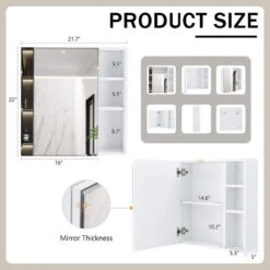 5.00 In. W X 21.70 In. D X 22.00 In. H Bathroom Storage Wall Cabinet A Separate Wall Mounted Bathroom Mirror In White -Tahanbath white tahanbath bathroom wall cabinets z w1347p183703 76 1000
