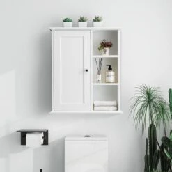 27.60 In. W X 23.60 In. D X 7.10 In. H Bathroom Storage Wall Cabinet In White -Tahanbath white tahanbath bathroom wall cabinets z w2378p176274 31 1000