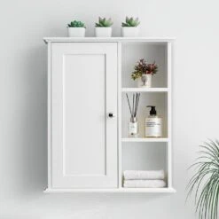 27.60 In. W X 23.60 In. D X 7.10 In. H Bathroom Storage Wall Cabinet In White -Tahanbath white tahanbath bathroom wall cabinets z w2378p176274 44 1000