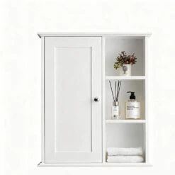 27.60 In. W X 23.60 In. D X 7.10 In. H Bathroom Storage Wall Cabinet In White