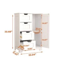 11.81 In. W X 22.50 In. D X 32.68 In. H Bathroom Storage Wall Cabinet In White -Tahanbath white tahanbath bathroom wall cabinets z w28222278 c3 1000