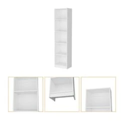 71.10 In. Tall Particle Board Sutton Slim Bookcase With Modern 5-Shelf Design In White 11 71.10 In. Tall Particle Board Sutton Slim Bookcase With Modern 5-Shelf Design In White -Tahanbath white tahanbath bookcases bookshelves z b128p176166 1f 1000