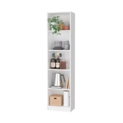 71.10 In. Tall Particle Board Sutton Slim Bookcase With Modern 5-Shelf Design In White 10 71.10 In. Tall Particle Board Sutton Slim Bookcase With Modern 5-Shelf Design In White -Tahanbath white tahanbath bookcases bookshelves z b128p176166 4f 1000
