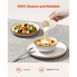 12 PCS Dinnerware Set Ceramic Plates And Bowls Sets Service For 4 White -Tahanbath white tahanbath dinnerware sets z d0102x3gxcg 1f 1000