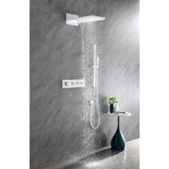 Wall Mounted Waterfall Rain Shower System With 3 Body Sprays And Handheld Shower -Tahanbath white tahanbath dual shower heads z w1272 120068 31 1000