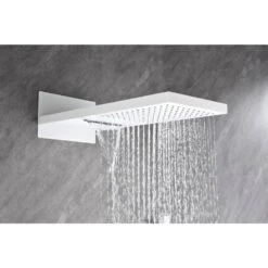 Wall Mounted Waterfall Rain Shower System With 3 Body Sprays And Handheld Shower -Tahanbath white tahanbath dual shower heads z w1272 120068 44 1000
