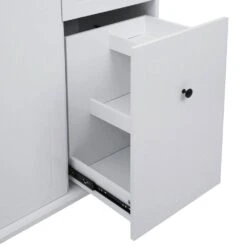 53.9 In. Rolling Kitchen Cart Island With Drop Leaf: 3-Tier Pull-Out Storage, Spice/Towel Racks And Internal In White -Tahanbath white tahanbath kitchen carts z wf312383aaw 66 1000