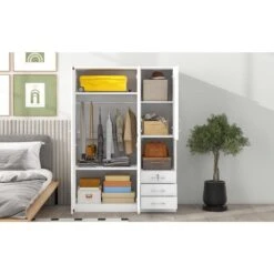 20 In. W X 47.20 In. D X 68.90 In. H White Particle Board Freestanding Linen Cabinet W/Shelves And 3-Drawers In White -Tahanbath white tahanbath linen cabinets ct xl 000011k 44 1000
