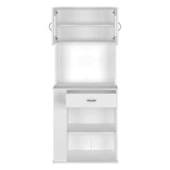 27.50 In. W X 13.70 In. D X 66.90 In. H White Particle Board Freestanding Linen Cabinet With 2 Storage Shelves In White