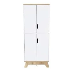 23.60 In. W X 15.70 In. D X 59.20 In. H White Particle Board Freestanding Linen Cabinet With Door And Shelves In White