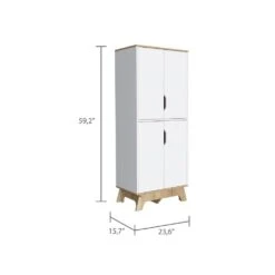 23.60 In. W X 15.70 In. D X 59.20 In. H White Particle Board Freestanding Linen Cabinet With Door And Shelves In White -Tahanbath white tahanbath linen cabinets ct xl 123099 c3 1000