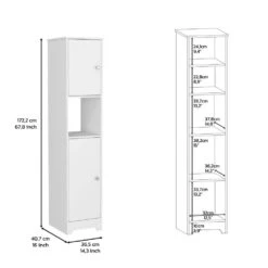 14.30 In. W X 16 In. D X 67.80 In. H White Particle Board Freestanding Linen Cabinet With 5-Shelves In White -Tahanbath white tahanbath linen cabinets ct xl 133219 c3 1000