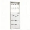 9.25 In. W X 31.50 In. D X 86.62 In. H White Particle Board Freestanding Linen Cabinet With Doors And 2 Drawers In White