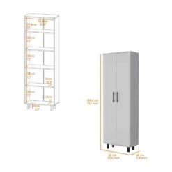 23.62 In. W X 11.81 In. D X 71.10 In. H White Wood Freestanding Linen Cabinet With 5-Shelves And 2-Door In White -Tahanbath white tahanbath linen cabinets ct xl p148774 c3 1000