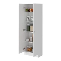 23.60 In. W X 11.80 In. D X 71.10 In. H White Particle Board Freestanding Linen Cabinet With 5-Shelves In White -Tahanbath white tahanbath linen cabinets ct xl p148833 1f 1000