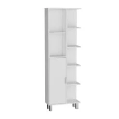 20.94 In. W X 8.27 In. D X 62.99 In. H White Pine Freestanding Linen Cabinet With 7-Shelves And Drawer In White -Tahanbath white tahanbath linen cabinets ct xl p167431 1f 1000