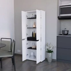 11.80 In. W X 23.60 In. D X 66.90 In. H White Wood Freestanding Linen Cabinet With 5-Shelves In White -Tahanbath white tahanbath linen cabinets ct xl p175069 31 1000