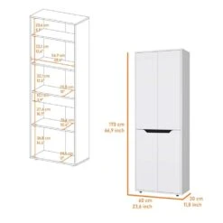 11.80 In. W X 23.60 In. D X 66.90 In. H White Wood Freestanding Linen Cabinet With 5-Shelves In White -Tahanbath white tahanbath linen cabinets ct xl p175069 c3 1000