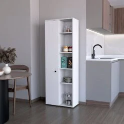 11.80 In. W X 23.60 In. D X 66.90 In. H White Wood Freestanding Linen Cabinet With Shelves In White -Tahanbath white tahanbath linen cabinets ct xl p175071 31 1000