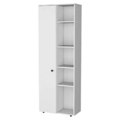 11.80 In. W X 23.60 In. D X 66.90 In. H White Wood Freestanding Linen Cabinet With Shelves In White -Tahanbath white tahanbath linen cabinets ct xl p175071 4f 1000