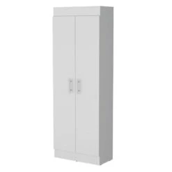 11.90 In. W X 23.60 In. D X 66.80 In. H White Wood Freestanding Linen Cabinet With 5-Shelf For Room In White