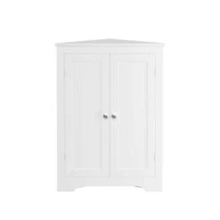 12.40 In. W X 23.62 In. D X 31.89 In. H MDF Freestanding Linen Cabinet With 2-Doors And Adjustable Shelve In White