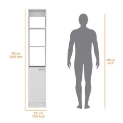 13.03 In. W X 10.43 In. D X 70.87 In. H White Wood Freestanding Linen Cabinet W/3-Open Shelves And Door In White -Tahanbath white tahanbath linen cabinets ct xl p189936 4f 1000