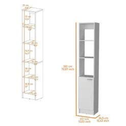 13.03 In. W X 10.43 In. D X 70.87 In. H White Wood Freestanding Linen Cabinet W/3-Open Shelves And Door In White -Tahanbath white tahanbath linen cabinets ct xl p189936 c3 1000