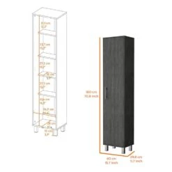 11.80 In. W X 15.80 In. D X 64.50 In. H MDF Freestanding Linen Cabinet With Open Shelves, Drawer And Doors In White -Tahanbath white tahanbath linen cabinets ct xl p217013 c3 1000