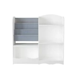 10.20 In. W X 33.70 In. D X 32.10 In. H White MDF Freestanding Linen Cabinet With Toy Storage Organizer In White