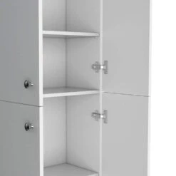 23.60 In. W X 11.80 In. D X 71.10 In. H White Wood Freestanding Linen Cabinet W/5-Shelves And 4-Doors In White -Tahanbath white tahanbath linen cabinets ct xl p221377 44 1000
