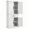 20.90 In. W X 15 In. D X 47 In. H White Particle Board Freestanding Linen Cabinet With 5-Shelves And Drawer In White