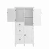 15 In. W X 30.60 In. D X 61.70 In. H White MDF Freestanding Linen Cabinet With 3 Drawers And Adjustable Shelves In White