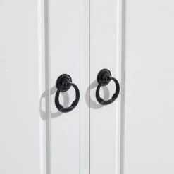 15 In. W X 30.60 In. D X 61.70 In. H White MDF Freestanding Linen Cabinet With 3 Drawers And Adjustable Shelves In White -Tahanbath white tahanbath linen cabinets ct xl p236498k fa 1000