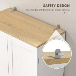 11.80 In. W X 23.50 In. D X 67.30 In. H White Particle Board Freestanding Linen Cabinet With 4-Door And Shelves In White -Tahanbath white tahanbath linen cabinets ct xl p249923 1f 1000