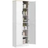 11.80 In. W X 23.50 In. D X 67.30 In. H White Particle Board Freestanding Linen Cabinet With 4-Door And Shelves In White