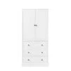 16.40 In. W X 32.80 In. D X 69.20 In. H White MDF Freestanding Linen Cabinet With 3-Drawers And Shelves In White